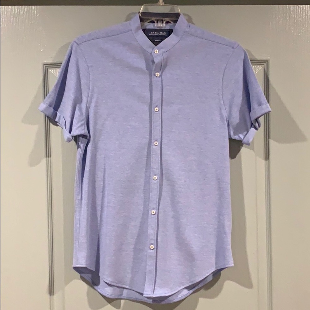 Zara Slim Fit “Peter Pan Collar” Button Down Polo